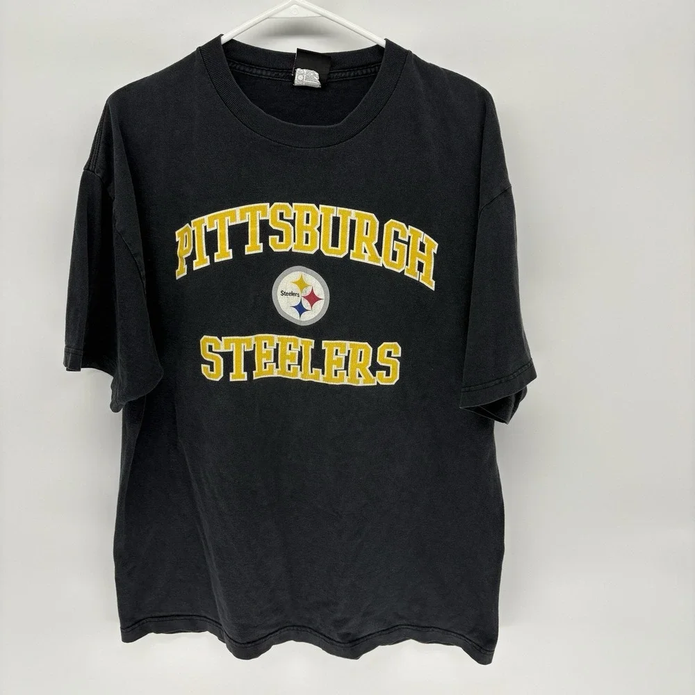 Vintage Pittsburgh Steelers‎ NFL Team Apparel Black T Shirt Football Men XL